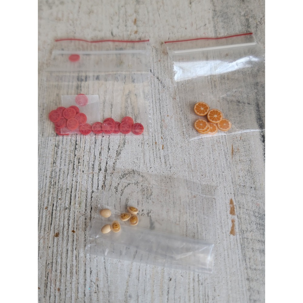 Miniature vintage dollhouse orange tomato slices deviled eggs food set
